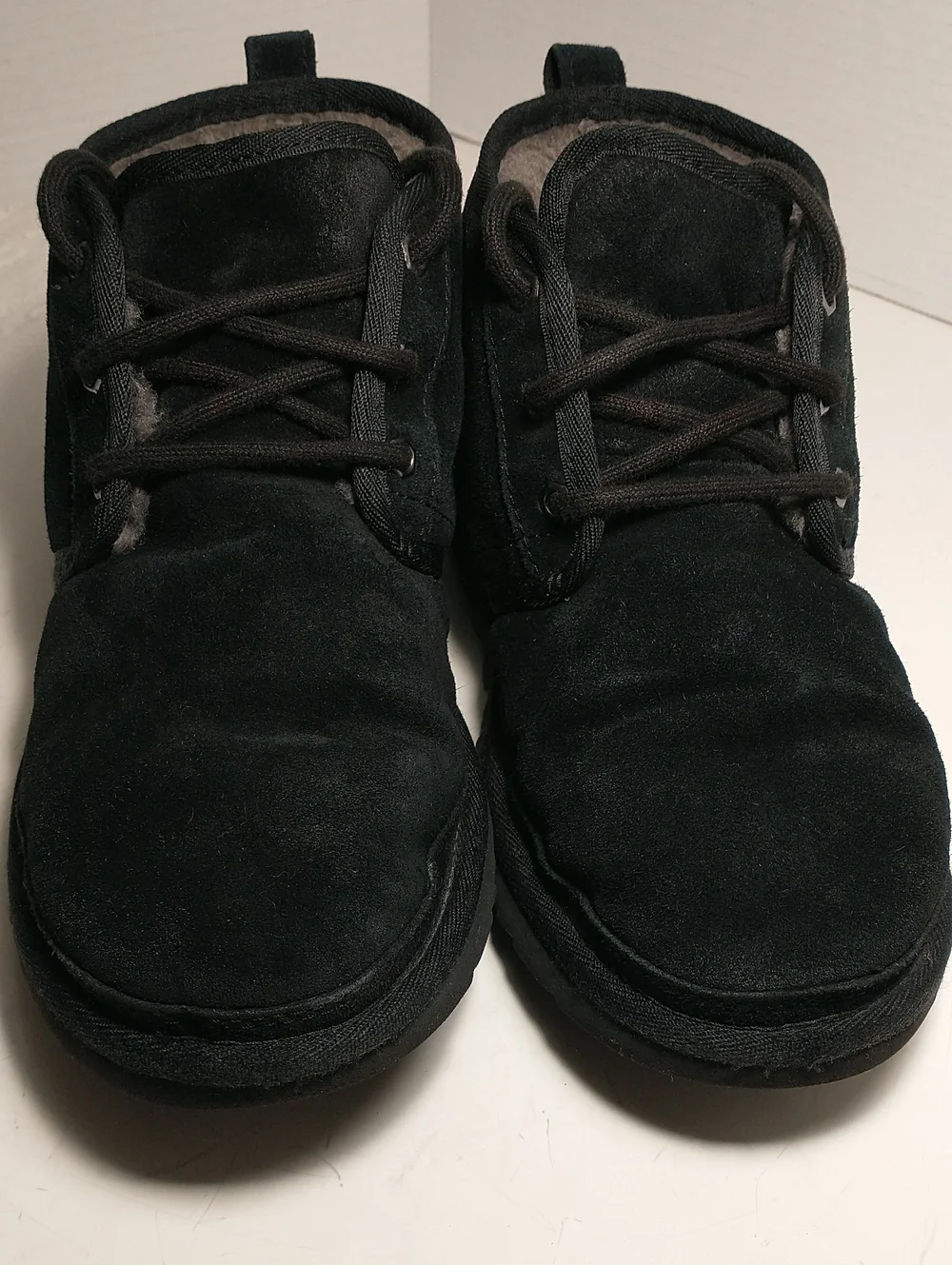 UGG Black Neumel Chukka Boot, Size 6, Euro 39, Grey Lining, Lace Up, Lugged Sole